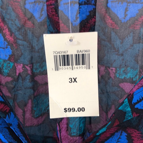 NWT Lucky Brand Vibrant Geo Peasant Top - Picture 5 of 7